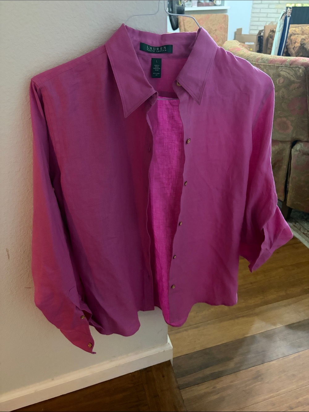 Lauren Ralph Lauren Men's Pink Button-Up Shirt Jacket